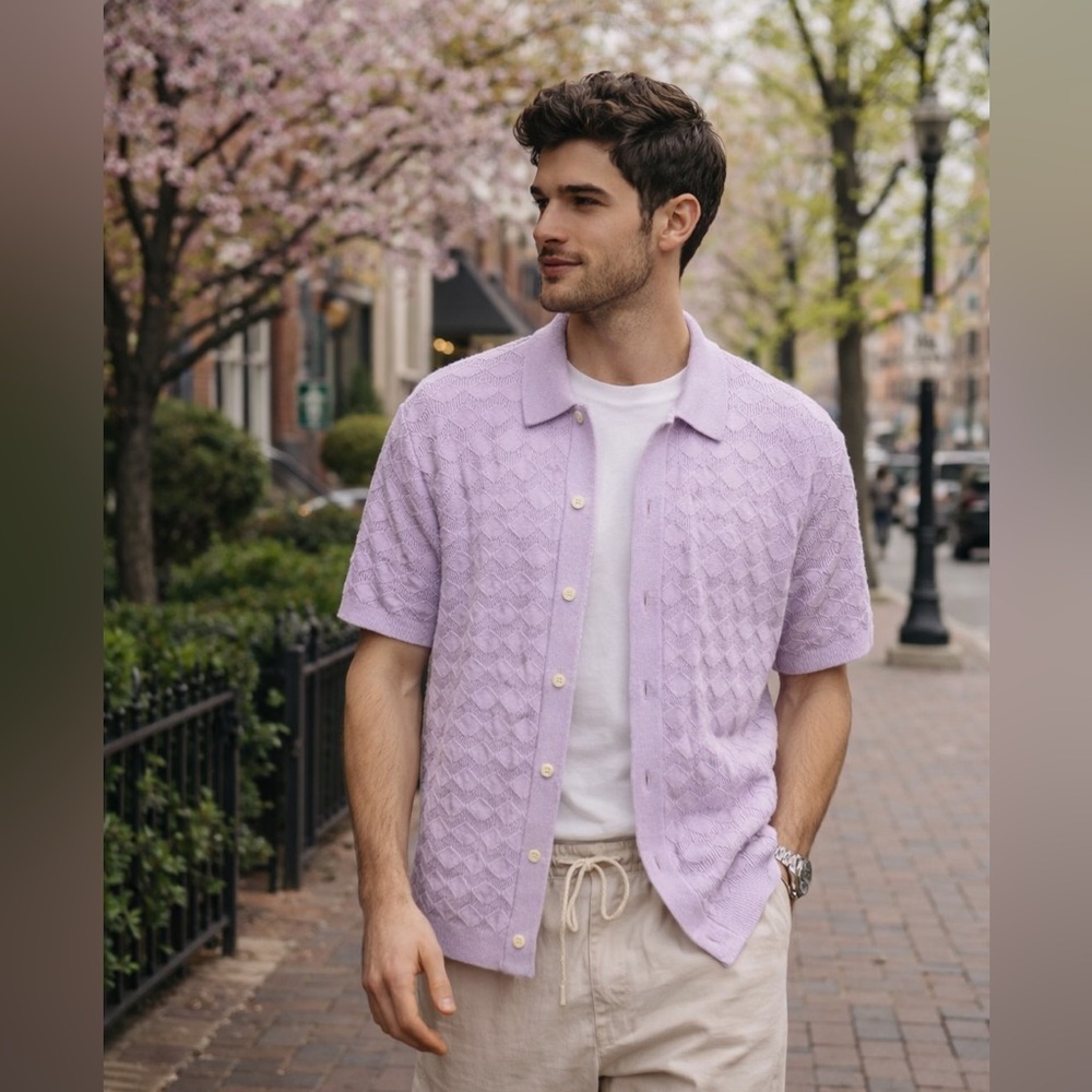Abercrombie & Fitch Light Purple Button Down Shirt Cardigan size medium
